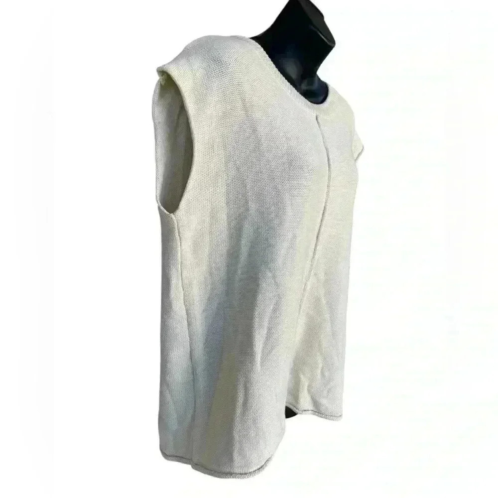 MEROKEETY Women knit sleeveless top Sweater Vest cream color sz L gently used. - Picture 4 of 7